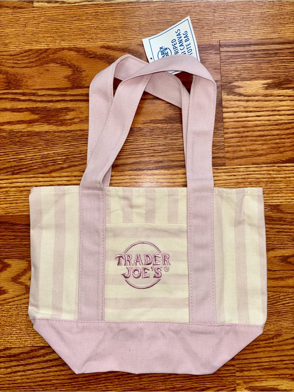 Trader Joe’s Pink & Cream Striped Canvas Tote Bag